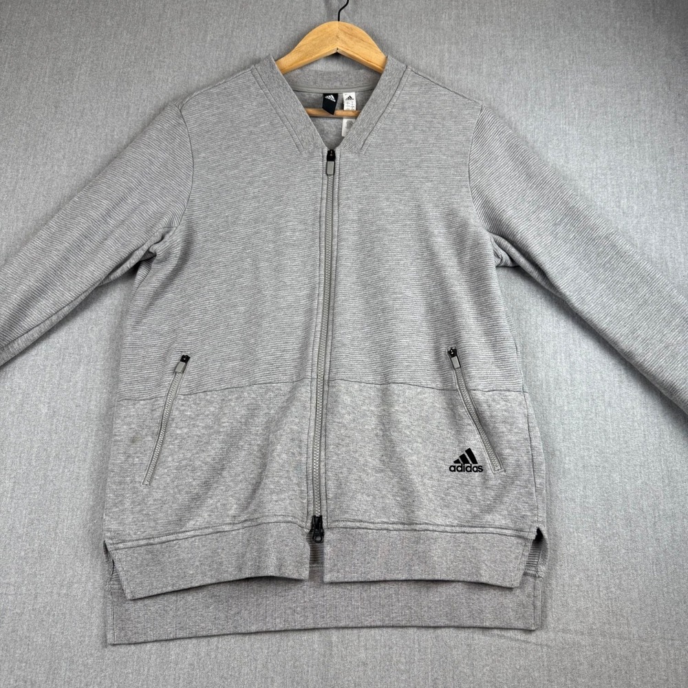 Adidas Womens Large Gray Full Zip Sweatshirt Jacket Logo Casual Athleisure